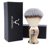 Jag Shaving Brocha de afeitar, cepillo de afeitar sintético Silvertip, cepillo de crema de afeitar, cepillo de afeitar para hombre, para espuma abundante, diseño ergonómico (marrón)