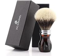 Jag Shaving - Brocha de afeitar de pelo de tejón, punta plateada y mango de resina