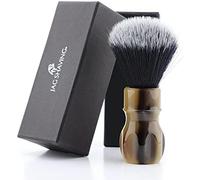 Jag Shaving - Brocha de afeitar de pelo sintético de punta de plata con mango de resina de alta calidad - Brocha de afeitar de pelo de tejón grueso y vegano para hombres
