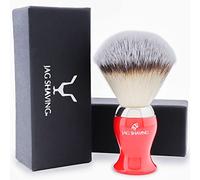 Jag Shaving Brocha de afeitar, pelo sintético de plata, brocha de afeitar, brocha para crema de afeitar, brocha de afeitar para hombre y mujer, color rojo, una brocha perfecta para combinar con tu