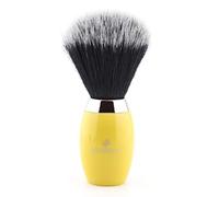 Jag Shaving Cepillo de afeitado para hombre de lujo amarillo con cerdas sintéticas negras para barba y bigote, pelo facial para afeitarse