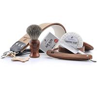 Jag Shaving Juego de 6 brochas de afeitar, juego de 6 unidades, navaja de afeitar, brocha de afeitar de pelo de tejón, maquinilla de afeitar de corte de hroat, jabón de afeitar, bandeja de afeitar,