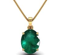 JAGDAMBA GEMS Colgante Panna de esmeralda natural A1 de 12,25 quilates con certificado original, chapado en oro, esmeralda, Chapado en oro, Esmeralda