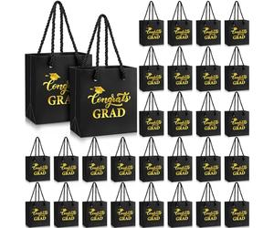 JaGely 30 mini bolsas de regalo de graduación con asas a granel de 4 x 2.75 x 4.5 pulgadas, bolsas extra pequeñas de regalo de papel, bolsas de regalo de graduación, suministros de fiesta de