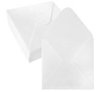 JAGERGREEN 50 Sobres Cuadrados 15x15, Sobres Papel Kraft Blanco de 155 x 155 mm, 120 gsm, con Solapa Engomada Puntiaguda sin Ventana, para Invitaciones de Boda, Tarjetas de Felicitación, Baby Shower