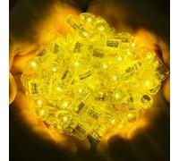 JagFond 50pcs Mini Luces de Globos LED, Mini Luz Led, Luces LED Pilas, LED Lámpara Globo, Mini Flash Luces LED para Decorativas Navidad, Linternas de Papel, Boda, Cumpleaños, Fiesta(Amarillas Cálido)