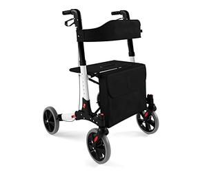 Jago® Andador para Ancianos - 4 Ruedas, Plegable, Ligero, Aluminio, con Asiento y Respaldo, Frenos, Bolsa de Compras, Color a Elegir - Rollator, Caminador para Personas Mayores, Adultos
