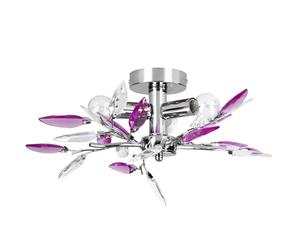 Jago Lámpara de Techo - CEE: A++ a E, en Forma Hojas, Ø45cm, 3xE14, Redondo, Moderna, Violet - Luz Techo, Iluminación Interior - para Sala Estar, Dormitorio, Cocina, Comedor, Pasillo