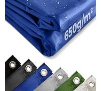 Jago® Lona Impermeable Exterior - 4x3 m, Ojales, Resistente a Altas Temperaturas y Rayos UV, PVC, Poliéster, Azul - Cubre Piscina, Suelo Camping, Remolque, Caravana, Toldo, Tapar Leña, Multiuso