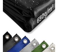 Jago® Lona Impermeable Exterior - 4x5 m, Ojales, Resistente a Altas Temperaturas y Rayos UV, PVC, Poliéster, Negro - Cubre Piscina, Suelo Camping, Remolque, Caravana, Toldo, Tapar Leña, Multiuso