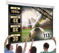Jago® Pantalla Proyector - Enrollable, Retráctil, Portátil - Tela, Projector Screen, Cine, Panel Plegable (203x203cm - 113'')