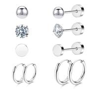 Jagosen 5 Pares Pendientes Aro Plata Mujer Pendientes Piercing Oreja Tragus Acero Quirurgico Mujer Pendientes Hipoalergenicos Brincos Aço Inoxidável silver