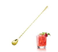 Jagowa 1 cuchara mezcladora de barra de acero inoxidable de 30 cm/12 pulgadas, diseño de extremo de lágrima en espiral, cuchara de mango largo, coctelera para uso doméstico de camarero (dorado)