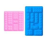 Jagowa 2 moldes de ladrillo de construcción, moldes de silicona suave, moldes de chocolate, moldes de caramelo, decoración de cupcakes, moldes para hornear (rosa claro, azul)
