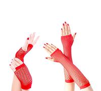 Jagowa 2 pares de guantes de red retro, guantes largos y cortos sin dedos de red, rosso, talla única
