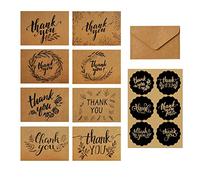 Jagowa 24 tarjetas de agradecimiento con sobres y calcomanías, juego de tarjetas de felicitación rústicas para cumpleaños, boda, graduación, aniversario