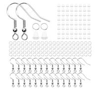 Jagowa Kit de 600 piezas de suministros para hacer aretes, gancho chapado en plata 925, materiales de aretes hechos a mano, parte trasera de seguridad transparente, anillo de apertura (oro, plata)