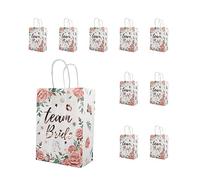 Jagowa Team Bride - Juego de 10 bolsas de mano de oro rosa con asas para despedidas de soltera, despedidas de soltera, recuerdos de boda y recuerdos