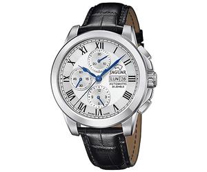 Jaguar Automatic J975/2 Cronógrafo Automático para hombres | Analógico, Calendario, Cristal Zafiro de Alta Resistencia, Resistente al Agua 10 ATM J975/2, Esfera Plateada, Hipoalergénico