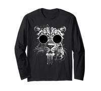 Jaguar con Gafas De Sol Blanco Splash Art Manga Larga
