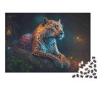 Jaguar en Bosque Nocturno Puzzle de 1000 Piezas Papel para Adultos Animal Salvaje Escena Nocturna Juego de Puzzle 1000 Piezas Familia Relajación 38x26cm/1000pcs