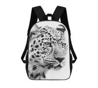 Jaguar Face Black And Whit Mochilas Impresas En 3D Para Niños 17inch Mochilas De Moda Informales Para El Día A Día, Bolsas De Viaje, Mochilas Informales Para Exteriores Para Niños Y Niñas