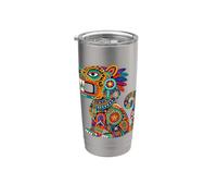 Jaguar mexicano azteca civilización antigua Arte indígena Vaso térmico de acero inoxidable de doble pared