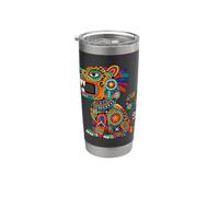 Jaguar mexicano azteca civilización antigua Arte indígena Vaso térmico de acero inoxidable de doble pared