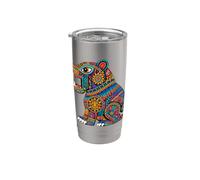 Jaguar mexicano azteca civilización antigua Arte indígena Vaso térmico de acero inoxidable de doble pared