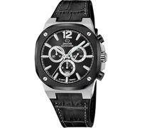 JAGUAR Reloj Hombre J1026/4 Swiss Made Rondcarre Caja de Acero Inoxidable 316l Plateado Correa de Piel Negro
