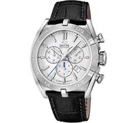 JAGUAR Reloj Hombre J857/A Swiss Made Caja de Acero Inoxidable 316l Plateado Correa de Cuero Negro