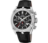 JAGUAR Reloj Hombre J857/D Swiss Made Caja de Acero Inoxidable 316l Plateado Correa de Cuero Negro