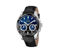 JAGUAR Reloj Inteligente Hombre Híbrido de Cuero Negro | Connected, Resistente al Agua 10 ATM, J958/1, Control Música, Cuenta Pasos, Notifica y Rechaza Llamadas, Esfera Azul