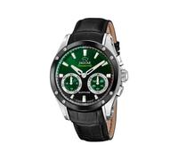 JAGUAR Reloj Inteligente Hombre Híbrido de Cuero Negro | Connected, Resistente al Agua 10 ATM, J958/2, Control Música, Cuenta Pasos, Notifica y Rechaza Llamadas, Esfera Verde
