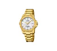 JAGUAR Reloj Mujer Analógico de Acero Inoxidable 316l Dorado - Movimiento de Cuarzo - Cristal de Zafiro de Alta Resistencia - Resistente al Agua 20 ATM - Calendario J898/1 - Couple Diver