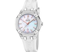 JAGUAR Reloj Mujer J1017/1 Diplomatic Caja de Acero Inoxidable 316l Plateado Correa de Caucho Blanco