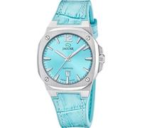 JAGUAR Reloj Mujer J1032/2 Swiss Made Rondcarre Caja de Acero Inoxidable 316l Plateado Correa de Piel Azul
