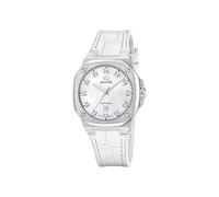 JAGUAR Reloj Mujer J1032/6 Rondcarre Caja de Acero Inoxidable 316l Plateado Correa de Piel Blanco