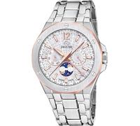 JAGUAR Swiss Made Reloj Analógico Hombre con Fase Lunar de Acero Inoxidable 316l Plateado - Movimiento de Cuarzo - Cristal Zafiro de Alta Resistencia - Resistente al Agua 10 ATM J1039/1 Diplomatic