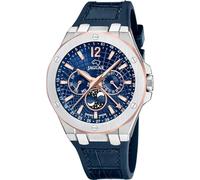 JAGUAR Swiss Made Reloj Analógico Hombre con Fase Lunar de Cuero Azul - Movimiento de Cuarzo - Cristal Zafiro de Alta Resistencia - Resistente al Agua 10 ATM Elegante J1040/2 Diplomatic
