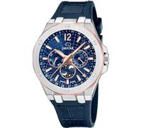 JAGUAR Swiss Made Reloj Analógico Hombre con Fase Lunar de Cuero Azul | Movimiento de Cuarzo, Cristal Zafiro de Alta Resistencia, Resistente al Agua 10 ATM Elegante J1040/2 Diplomatic
