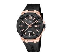 JAGUAR Swiss Made Reloj Hombre Analógico de Caucho Negro - Movimiento de Cuarzo - Calendario - Cristal Zafiro de Alta Resistencia - Resistente al Agua 10 ATM J1013/1 Diplomatic