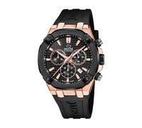 JAGUAR Reloj Hombre J1015/1 Diplomatic Caja de Acero Inoxidable 316l Dorado Correa de Caucho Negro