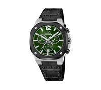 JAGUAR Swiss Made Reloj Hombre Analógico de Cuero Negro | Movimiento de cuarzo, cronógrafo, calendario, cristal de zafiro resistente, resistente al agua 10 ATM J1026/5 Rondcarre