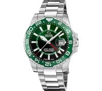 JAGUAR Swiss Made Reloj Hombre Analógico GMT de Acero Inoxidable 316L | Reloj Cuarzo, Calendario, Cristal Zafiro de Alta Resistencia, Resistente al Agua 20 ATM, J1011/3, Ceramic, Esfera Verde