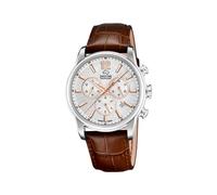 JAGUAR Swiss Made Reloj Hombre Cronógrafo de Cuero Marrón | Reloj Cuarzo, Calendario, Cristal Zafiro de Alta Resistencia, Resistente al Agua 5 ATM, J968/1, Acamar, Esfera Plateada