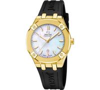 JAGUAR Reloj Mujer J1018/2 Diplomatic Caja de Acero Inoxidable 316l Dorado Correa de Caucho Negro