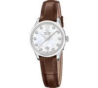 JAGUAR Swiss Made Reloj Mujer Analógico de Cuero Marrón - Movimiento de Cuarzo - Cristal Zafiro Resistente - Resistente al Agua 5 ATM - Elegante, Clásico y Vintage - Calendario J1046/2 - Essentia