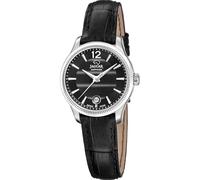 JAGUAR Swiss Made Reloj Mujer Analógico de Cuero Negro - Movimiento de Cuarzo - Cristal Zafiro Resistente - Resistente al Agua 5 ATM - Elegante, Clásico y Vintage - Calendario J1046/4 - Essentia