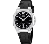 JAGUAR Reloj Mujer J1032/5 Swiss Made Rondcarre Caja de Acero Inoxidable 316l Plateado Correa de Piel Negro